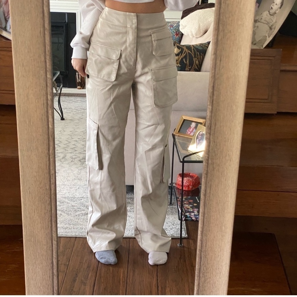 Black Leather Cargo Pants - Picture 7 of 7